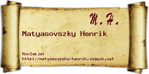 Matyasovszky Henrik névjegykártya